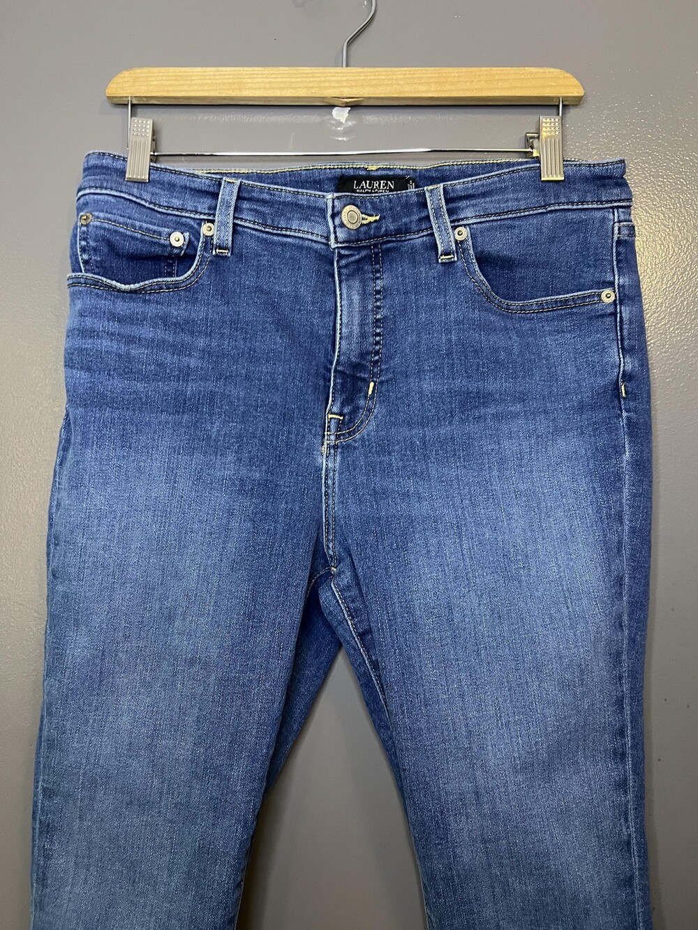 Lauren Ralph Lauren Jeans Womens 12P Petite Blue Med Wash Skinny Stretch Denim